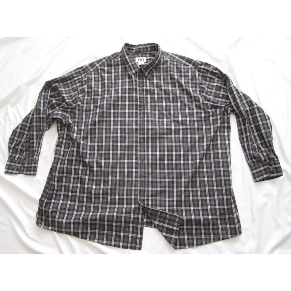 Men's Harbor bay HB Button Plaid Cotton Blend Long Sleeve Shirt Sz 3XL (MT726)